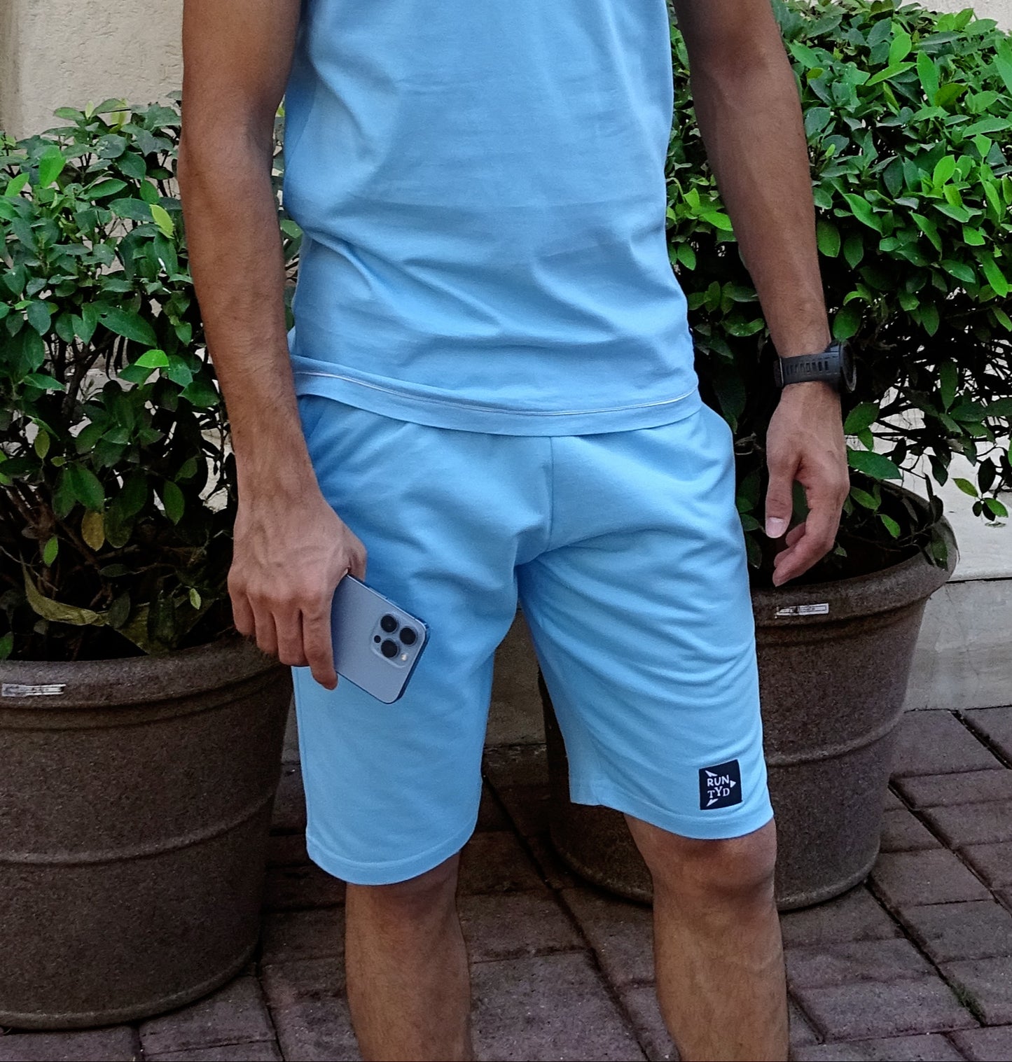 Unisex Baby Blue Tapered Fit Shorts