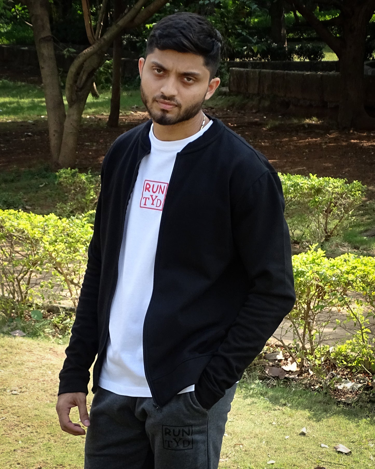 Unisex Slim Fit Black Bomber Jacket