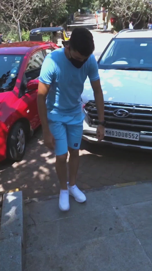 Unisex Baby Blue Tapered Fit Shorts