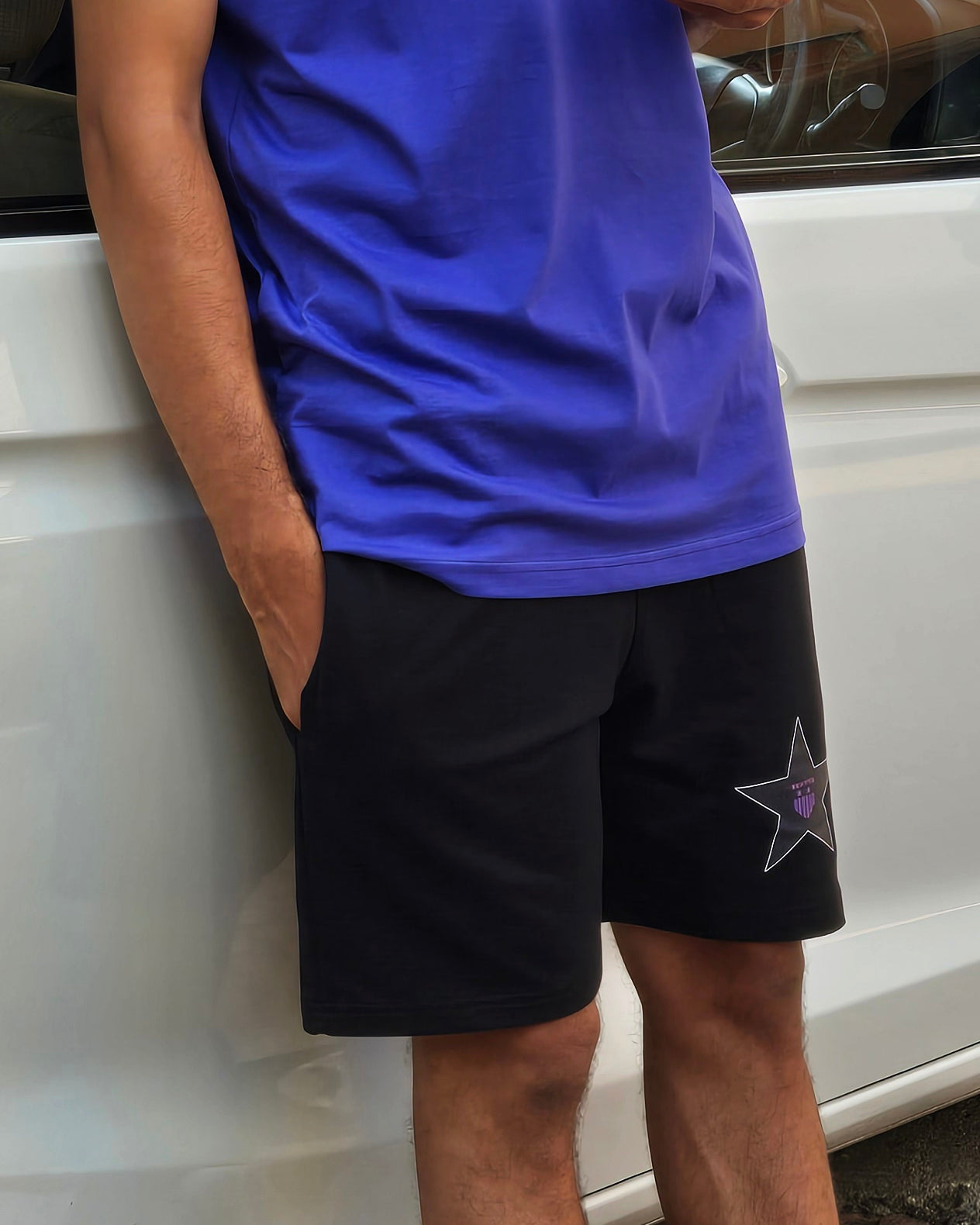 Unisex Black Star Emblem Shorts