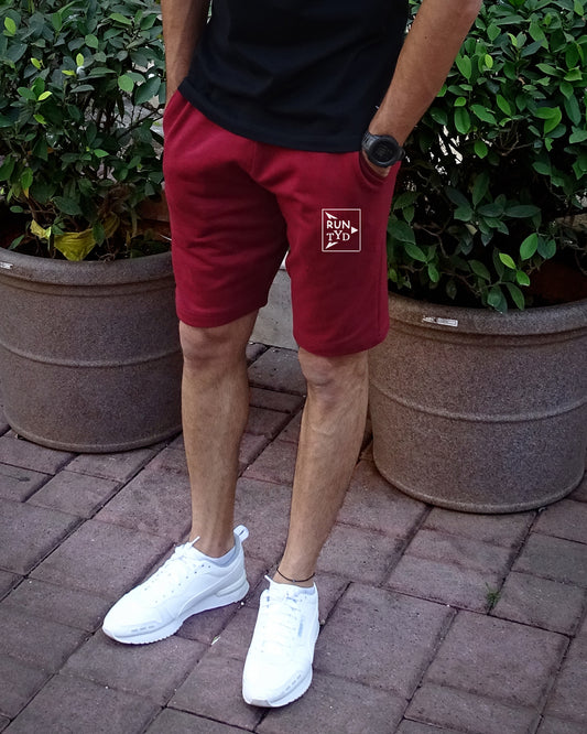 Unisex Maroon Tapered Fit Shorts